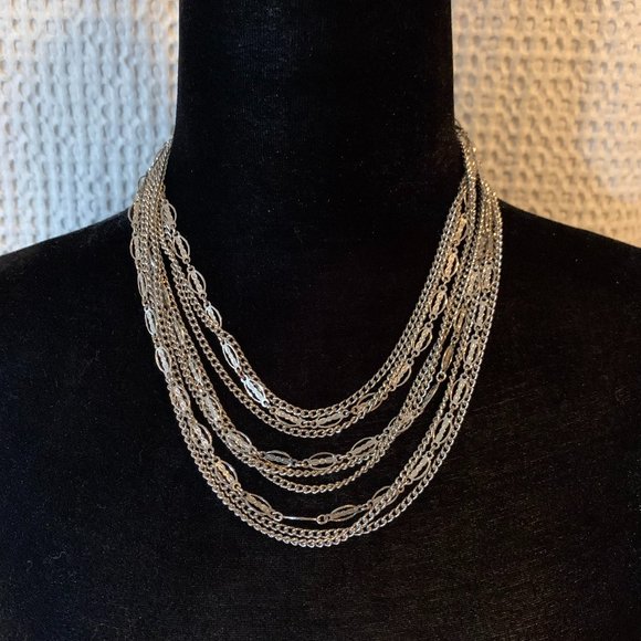 Vintage Jewelry - Vintage Silver Multi-Layer Necklace